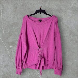 Express pink balloon sleeve corset sweater